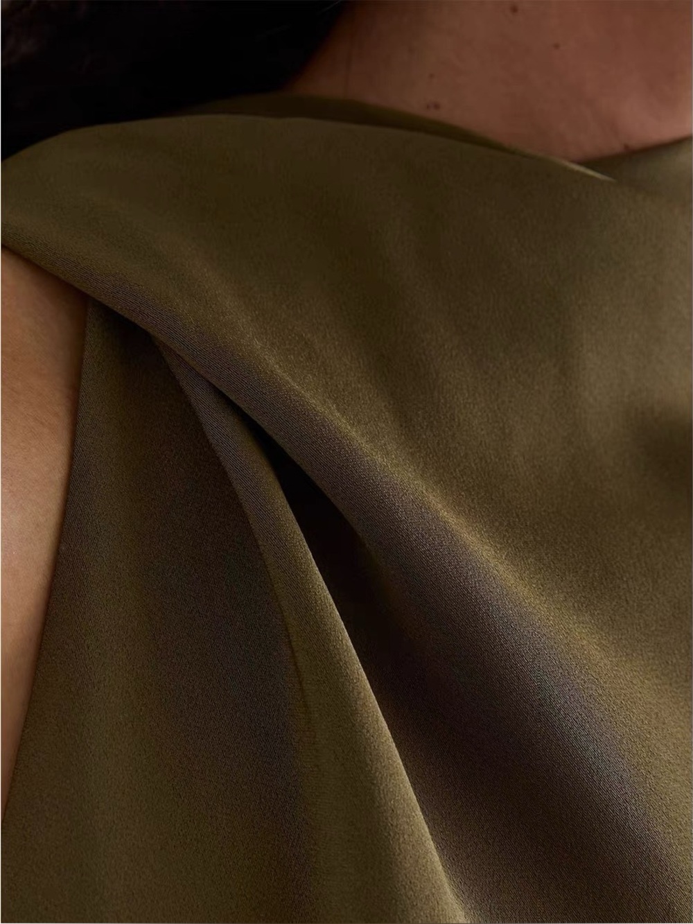 Reiss Satin Maxi Dress With Cape Detail - Khaki Green, US8 2P 6P - Picture 2 of 10